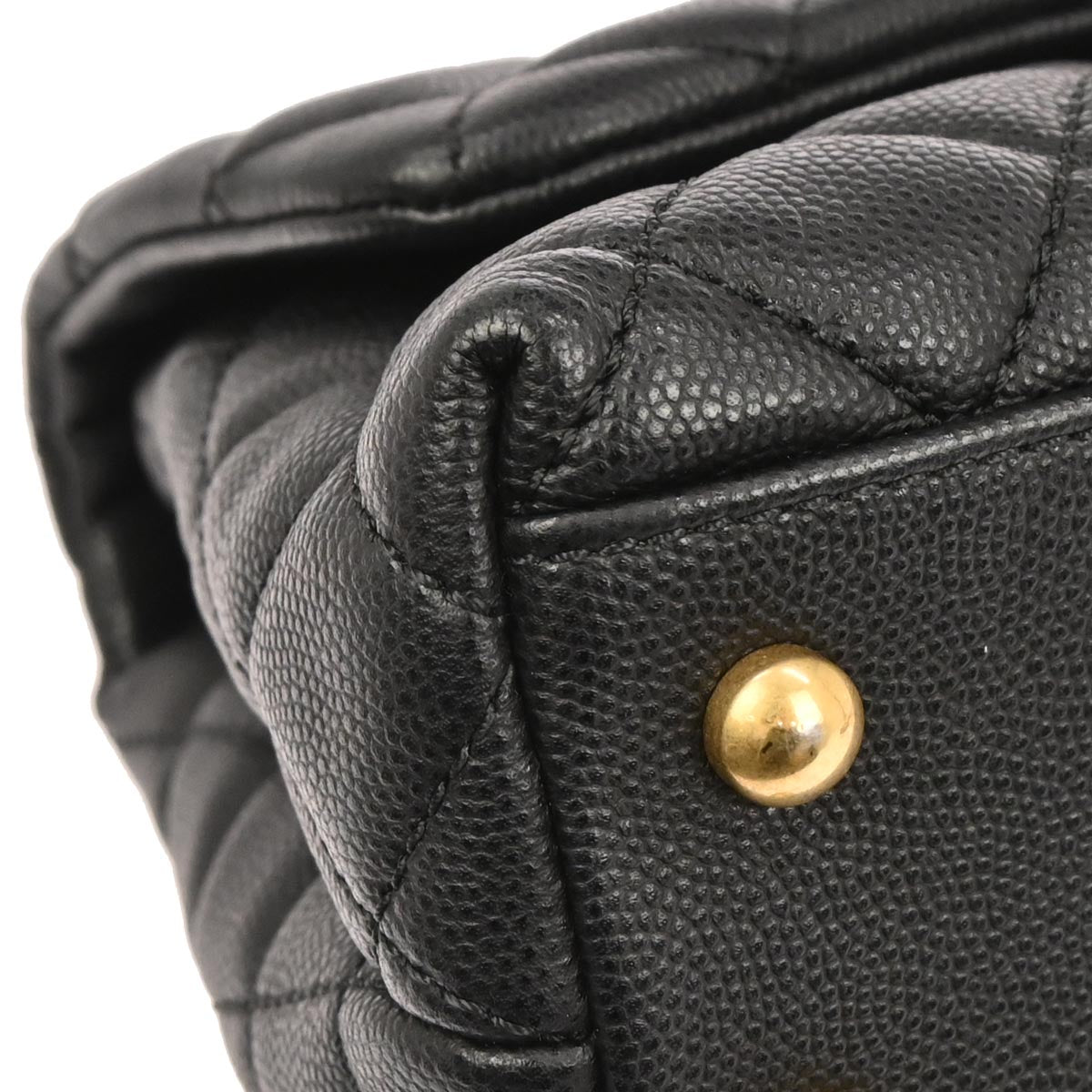 Chanel 2019 Black Caviar Skin Coco Handle 2way Shoulder Handbag