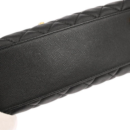 Chanel 2019 Black Caviar Skin Coco Handle 2way Shoulder Handbag