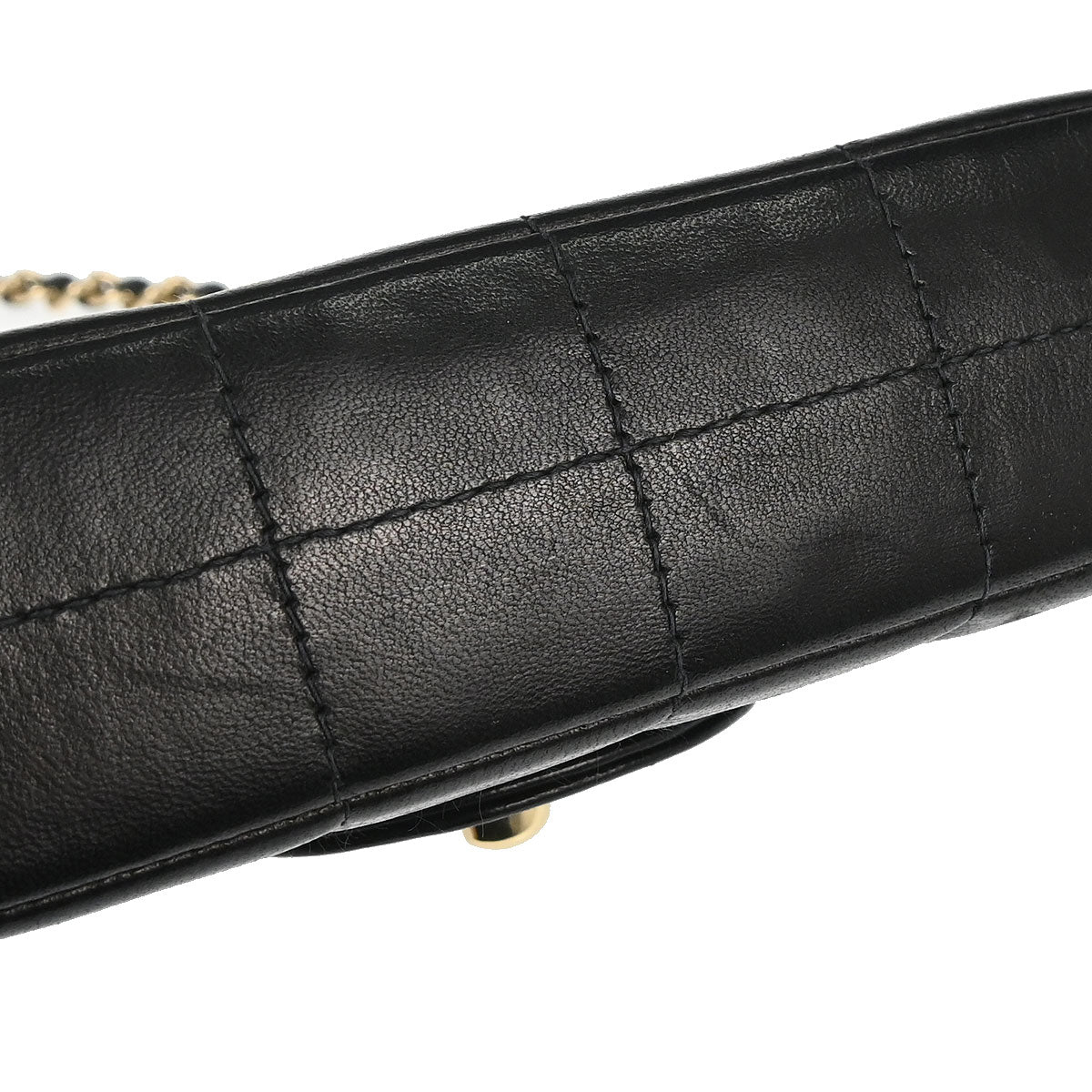 Chanel 2003-2004 Black Lambskin Choco Bar East West Shoulder Bag