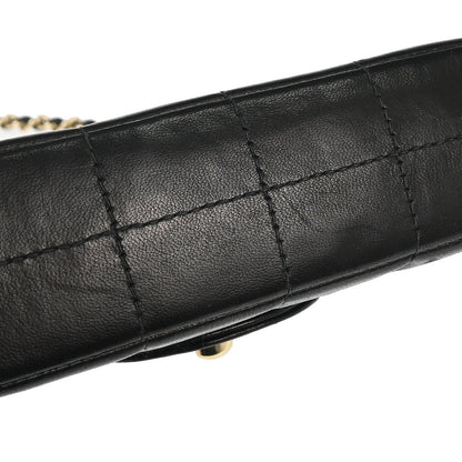 Chanel 2003-2004 Black Lambskin Choco Bar East West Shoulder Bag