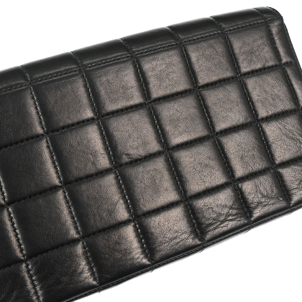 Chanel 2003-2004 Black Lambskin Choco Bar East West Shoulder Bag