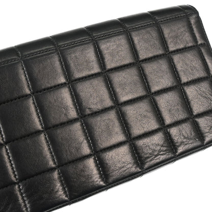 Chanel 2003-2004 Black Lambskin Choco Bar East West Shoulder Bag