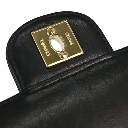 Chanel 2003-2004 Black Lambskin Choco Bar East West Shoulder Bag