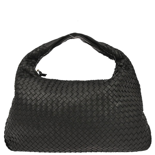 Paris showroom Bottega Veneta Black Lambskin Intrecciato Hobo Handbag