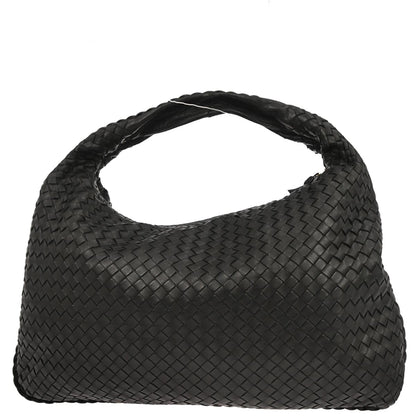 Bottega Veneta Black Lambskin Intrecciato Hobo Handbag