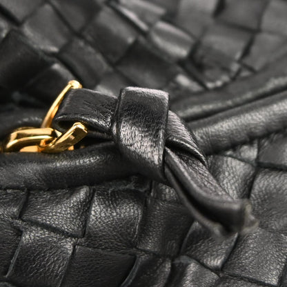 Bottega Veneta Black Lambskin Intrecciato Hobo Handbag