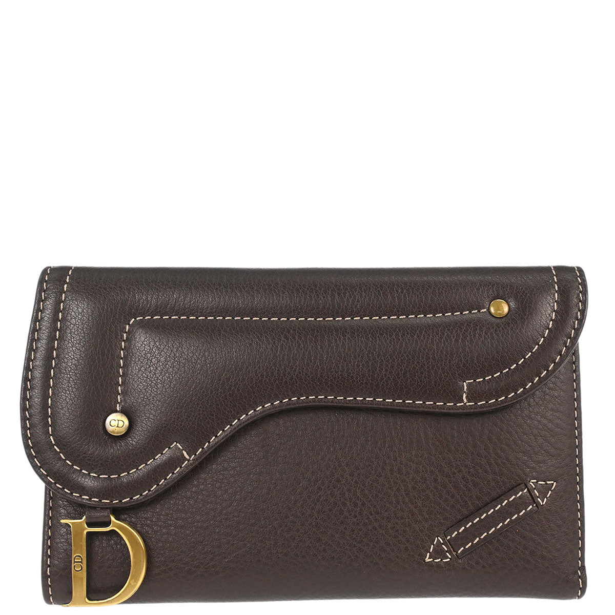 Christian Dior Brown Leather Saddle Wallet