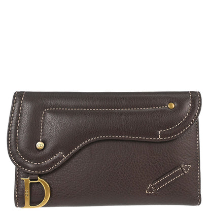 Christian Dior Brown Leather Saddle Wallet