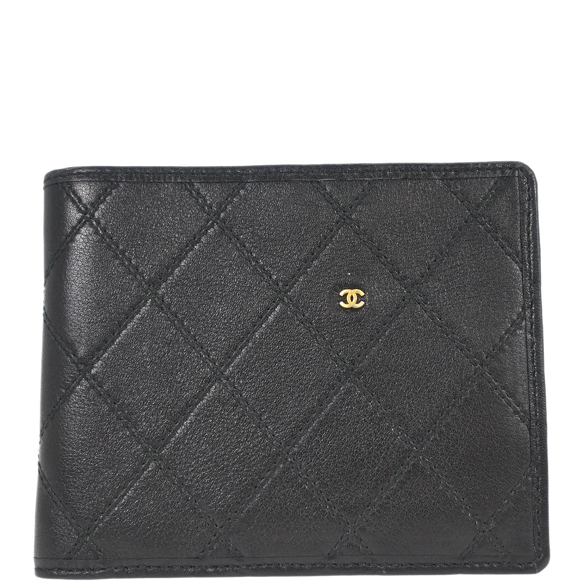 Chanel 1989-1991 Black Lambskin Bicolore Wallet