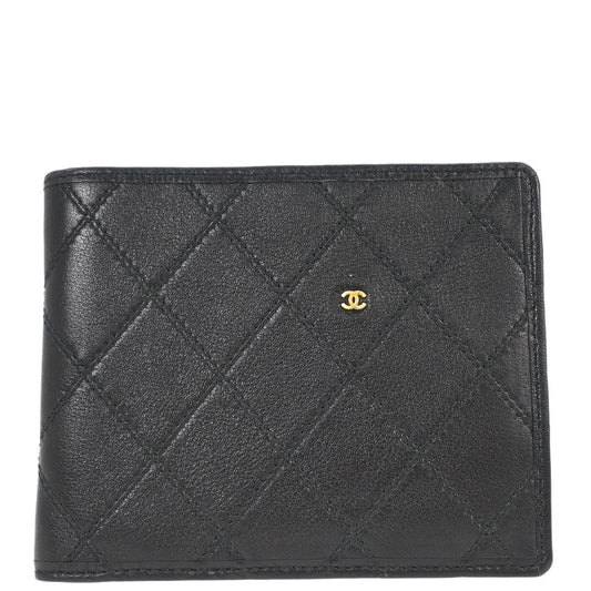 Chanel 1989-1991 Black Lambskin Bicolore Wallet