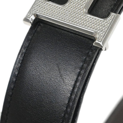 Hermes Black Box Calf Togo Constance Guilloche Reversible Belt #95