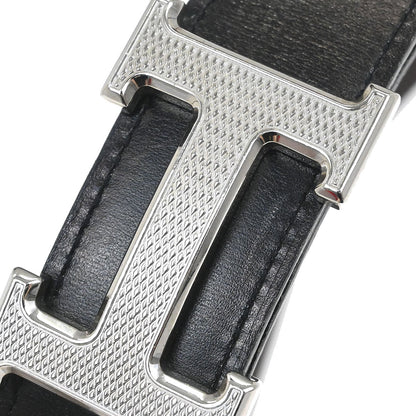 Hermes Black Box Calf Togo Constance Guilloche Reversible Belt #95