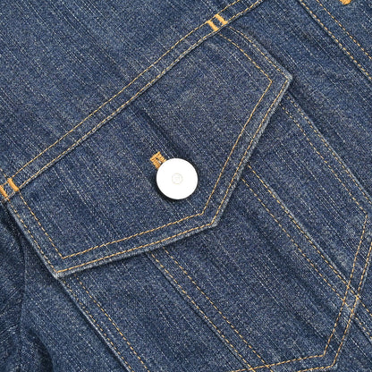 Chanel 1999 Single Breasted Collarless Denim Jacket Blue #40