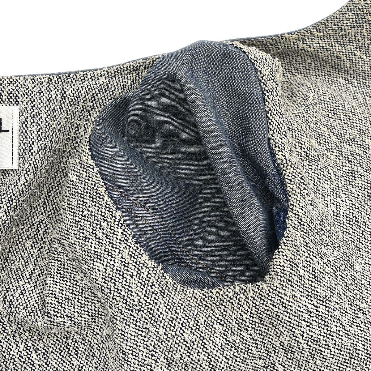 Chanel 1999 Single Breasted Collarless Denim Jacket Blue #40