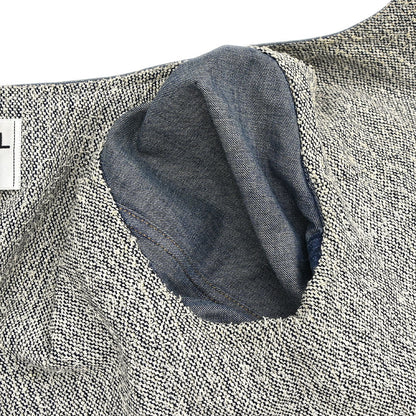 Chanel 1999 Single Breasted Collarless Denim Jacket Blue #40