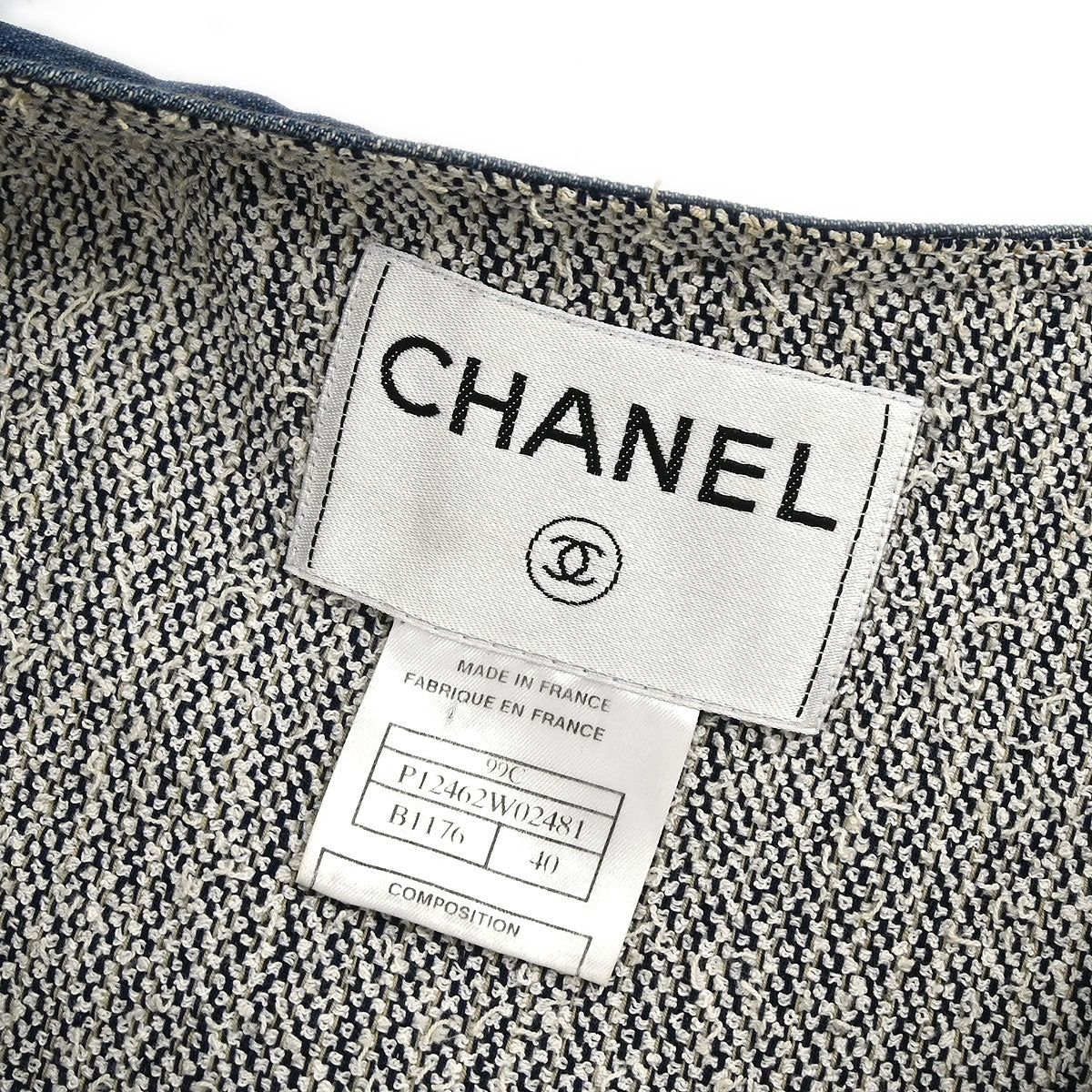 Chanel 1999 Single Breasted Collarless Denim Jacket Blue #40