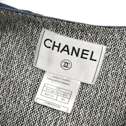 Chanel 1999 Single Breasted Collarless Denim Jacket Blue #40