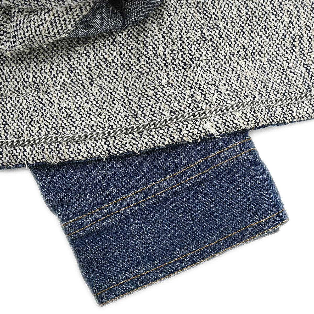 Chanel 1999 Single Breasted Collarless Denim Jacket Blue #40