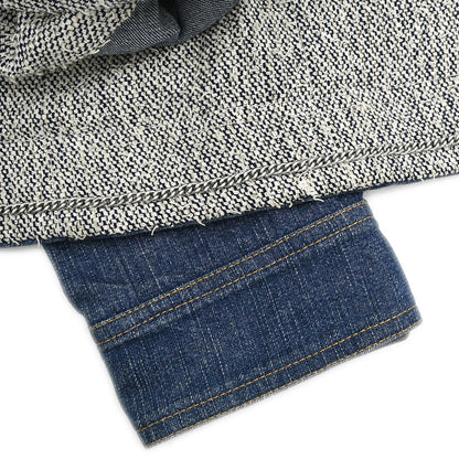 Chanel 1999 Single Breasted Collarless Denim Jacket Blue #40