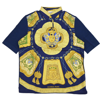Hermes Short Sleeve Polo Shirt Top Navy #S