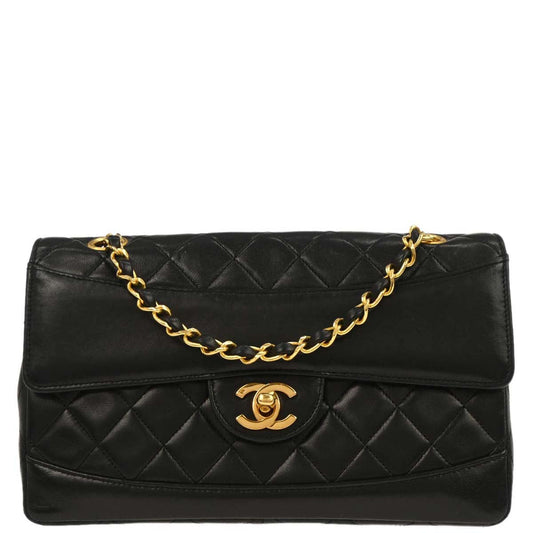 Chanel Black Lambskin Single Flap Shoulder Bag