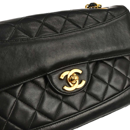 Chanel Black Lambskin Single Flap Shoulder Bag