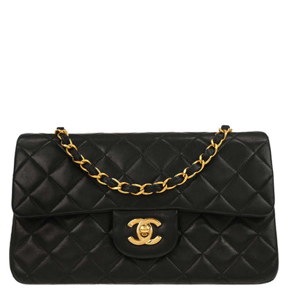 Chanel Black Lambskin Small Classic Double Flap Shoulder Bag