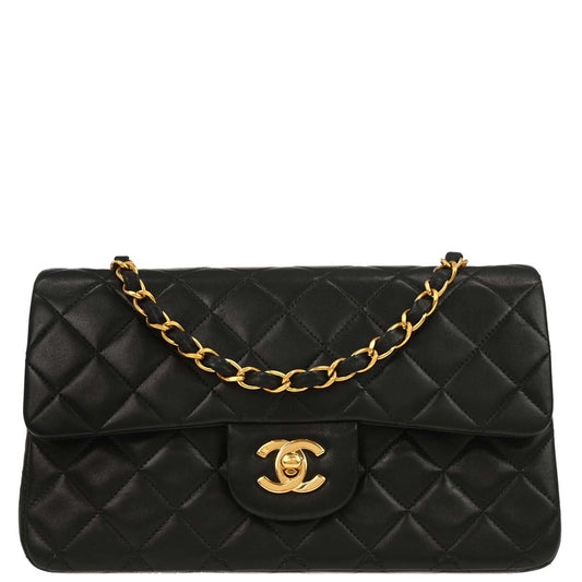 Chanel Black Lambskin Small Classic Double Flap Shoulder Bag