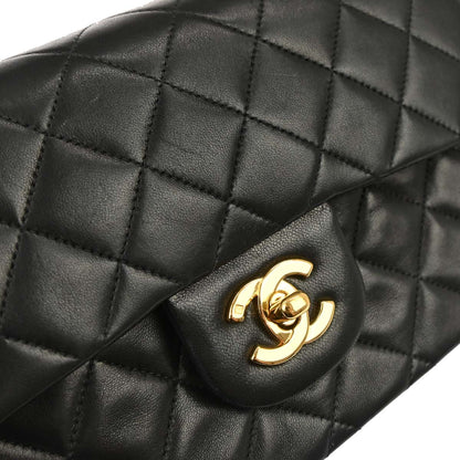 Chanel Black Lambskin Small Classic Double Flap Shoulder Bag