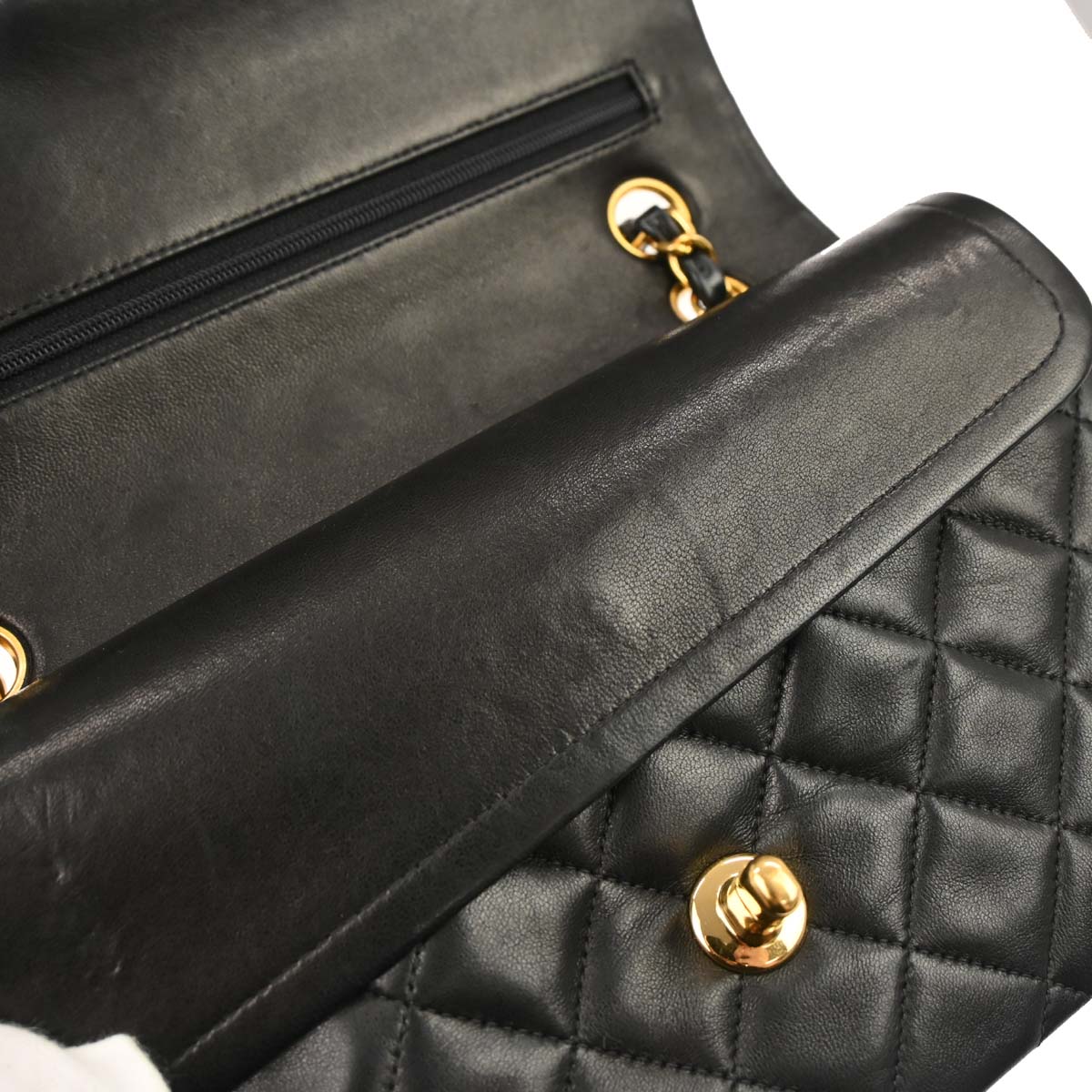 Chanel Black Lambskin Small Classic Double Flap Shoulder Bag