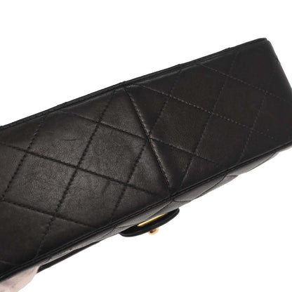 Chanel 1991-1994 Black Lambskin Classic Square Flap Shoulder Bag 20