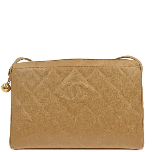 Chanel Beige Caviar Skin Shoulder Bag