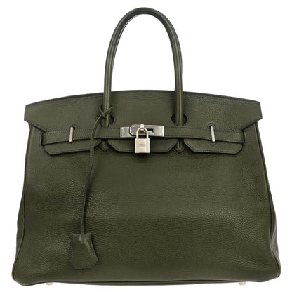 Hermes Vert Olive Taurillon Clemence Birkin 35 Handbag