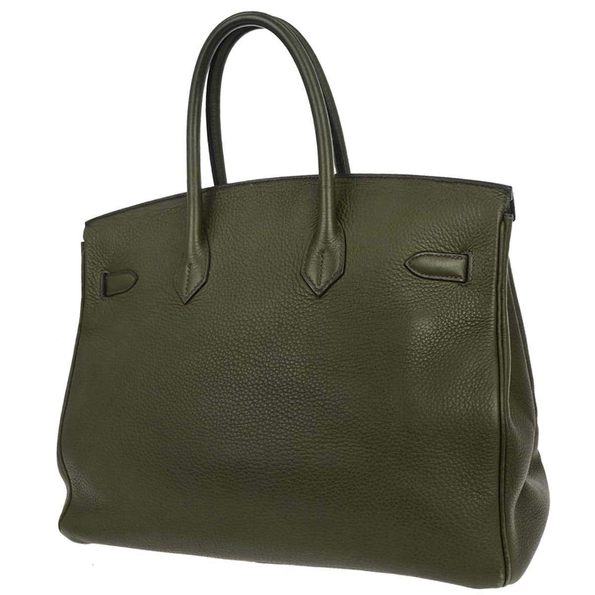 Hermes Vert Olive Taurillon Clemence Birkin 35 Handbag