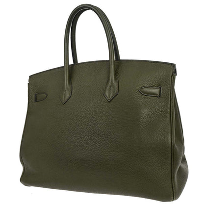 Hermes Vert Olive Taurillon Clemence Birkin 35 Handbag