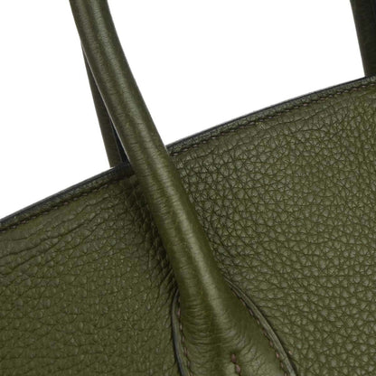 Hermes Vert Olive Taurillon Clemence Birkin 35 Handbag