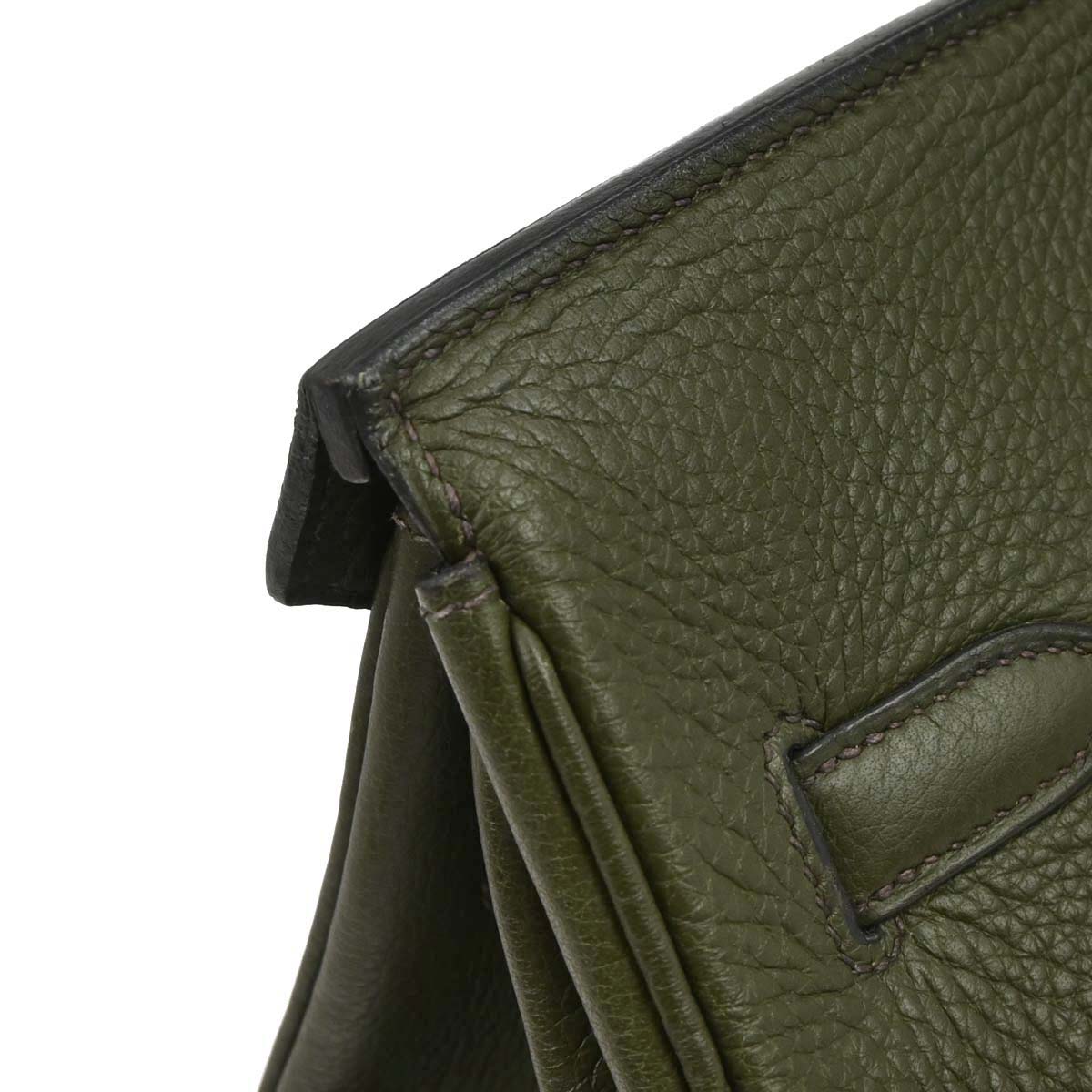 Hermes Vert Olive Taurillon Clemence Birkin 35 Handbag