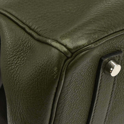 Hermes Vert Olive Taurillon Clemence Birkin 35 Handbag