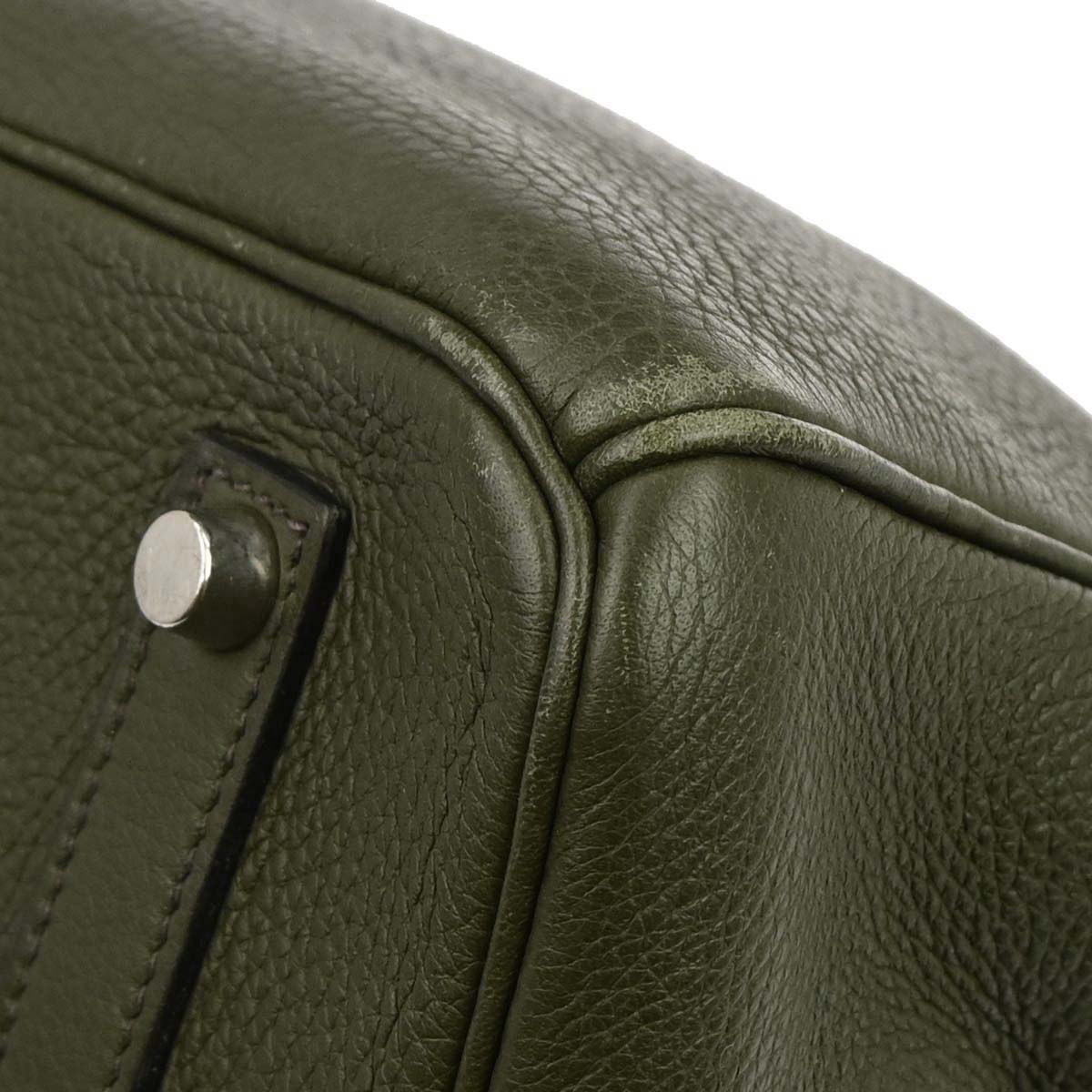 Hermes Vert Olive Taurillon Clemence Birkin 35 Handbag