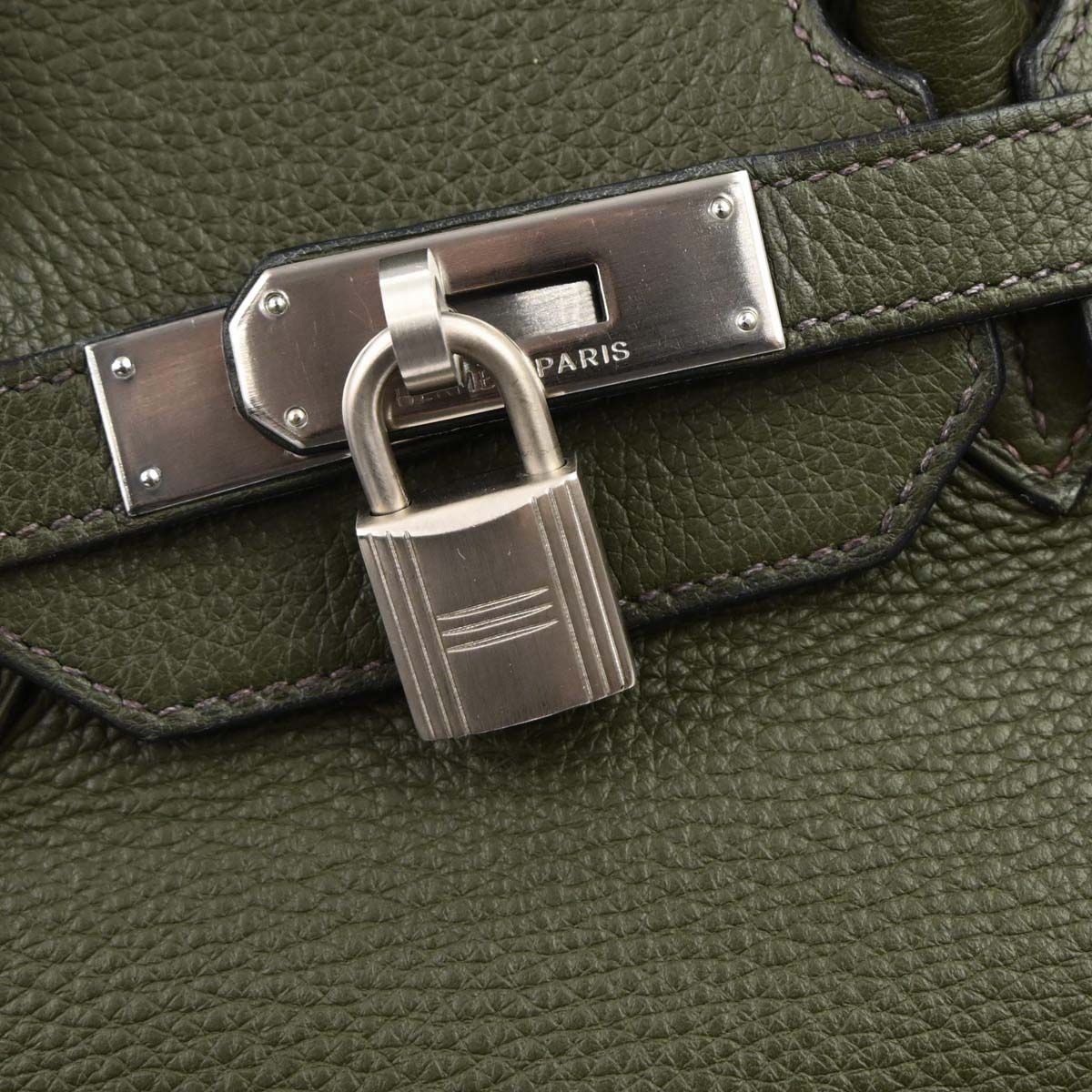 Hermes Vert Olive Taurillon Clemence Birkin 35 Handbag