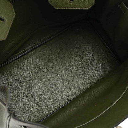 Hermes Vert Olive Taurillon Clemence Birkin 35 Handbag