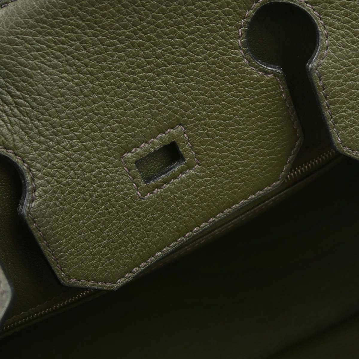 Hermes Vert Olive Taurillon Clemence Birkin 35 Handbag