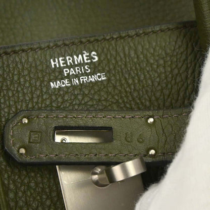 Hermes Vert Olive Taurillon Clemence Birkin 35 Handbag