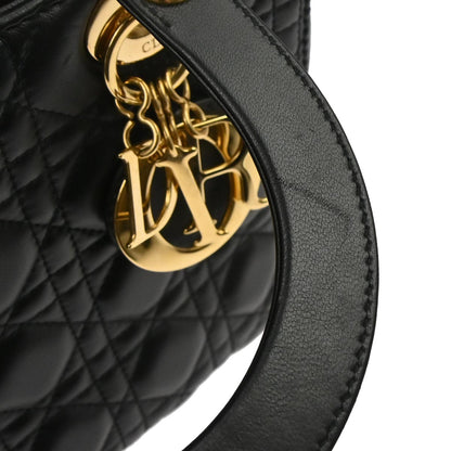 Christian Dior Black Lambskin Lady Dior Cannage 2way Shoulder Handbag