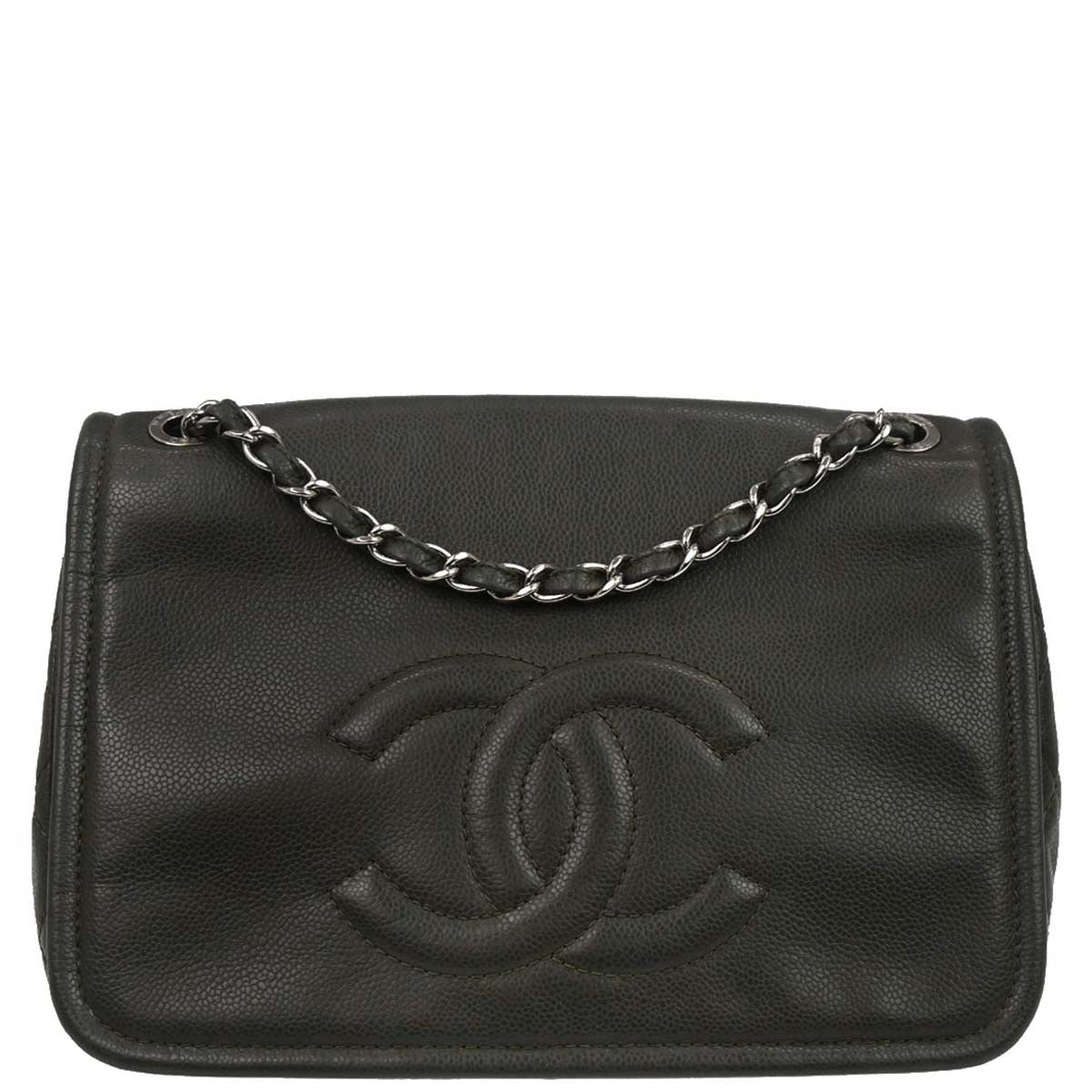 Chanel Gray Calfskin Shoulder Bag