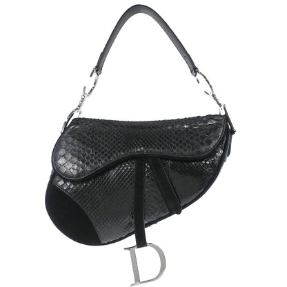 Christian Dior * Black Python Saddle Handbag