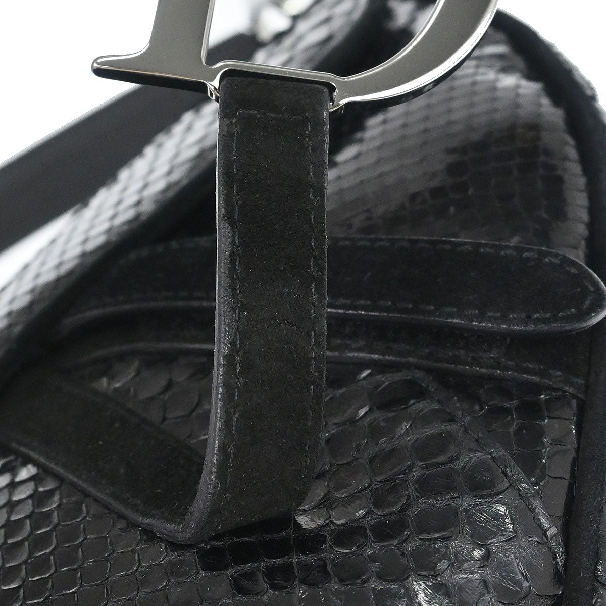 Christian Dior * Black Python Saddle Handbag