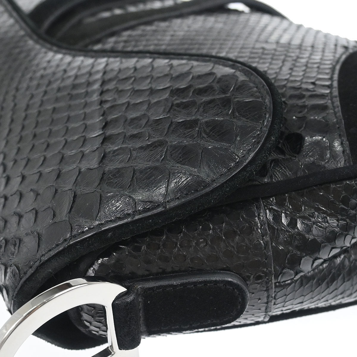 Christian Dior * Black Python Saddle Handbag