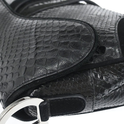 Christian Dior * Black Python Saddle Handbag