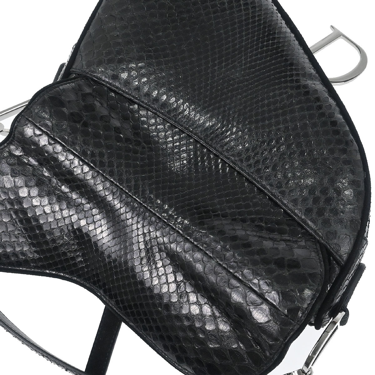Christian Dior * Black Python Saddle Handbag